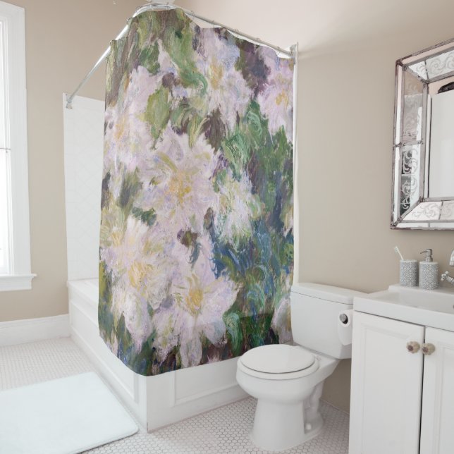 Rideaux De Douche Claude Monet - Clematis blanc (En situation)