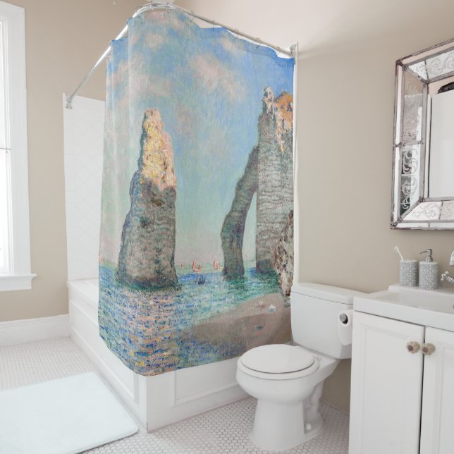 Rideaux De Douche Claude Monet - Falaises à Etretat (En situation)