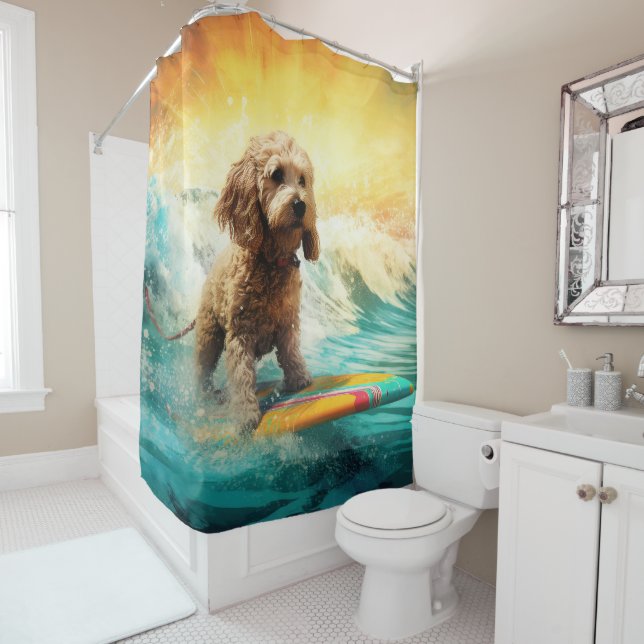 Rideaux De Douche Cockapoo Beach Surf Paining (En situation)