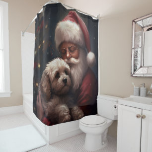 Rideaux De Douche Cockapou avec Noël Festif du Père Noël