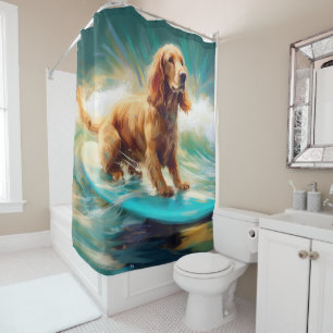 Rideaux De Douche Cocker Spaniel Beach Surf Peinture