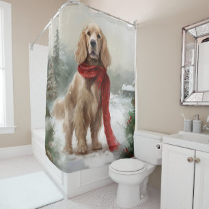 Rideaux De Douche Cocker Spaniel Chien dans Noël de neige
