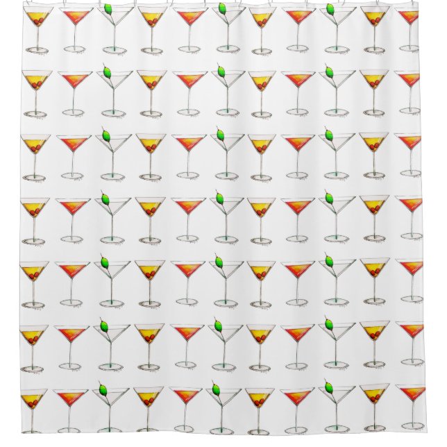 Rideaux De Douche Cocktail Verre Mixte Boisson Martini Cosmopolite (Devant)