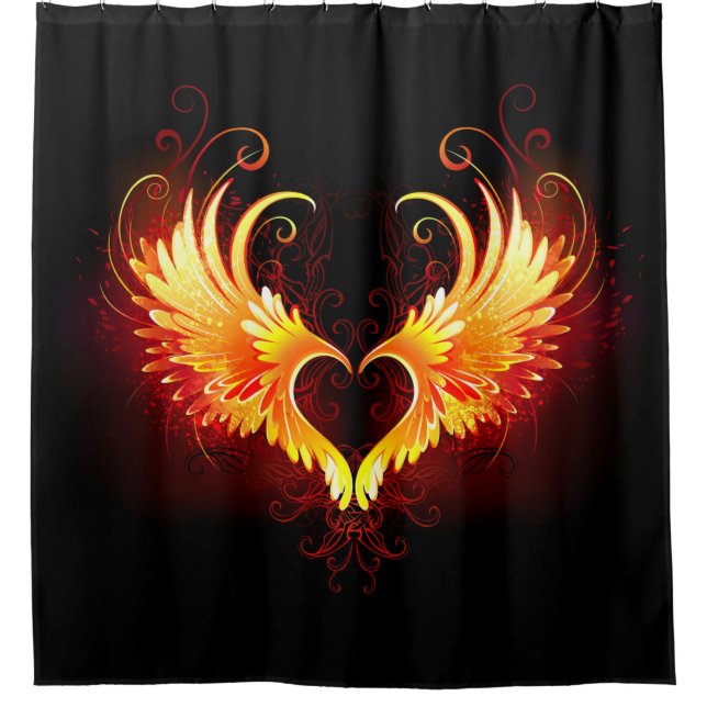 Rideaux De Douche Coeur de feu ange avec ailes (Devant)
