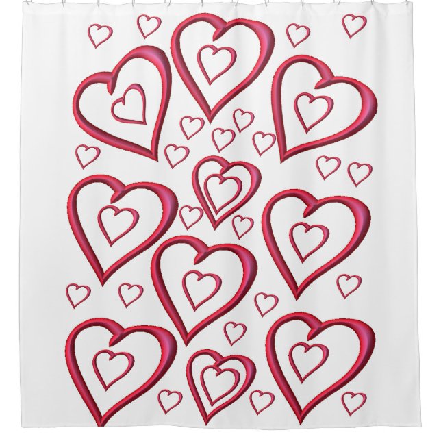 Rideaux De Douche coeur rouge amour valentines rouge blanc (Devant)