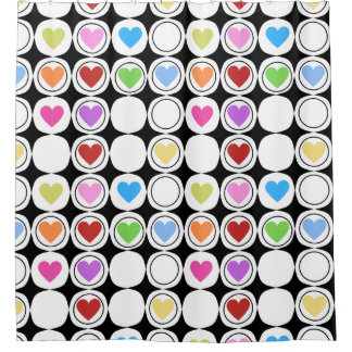 Rideaux De Douche Coeurs géométriques audacieux des années 80 rétro