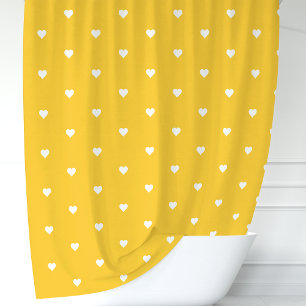 Rideaux De Douche Cœurs jaunes et blancs