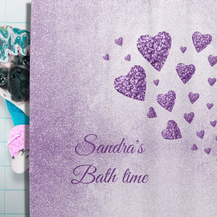 Rideaux De Douche Coeurs pétillants violet parties scintillant lavan