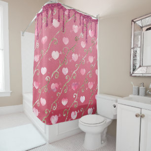 Rideaux De Douche Coeurs roses Chaud Parties scintillant Fille Roman