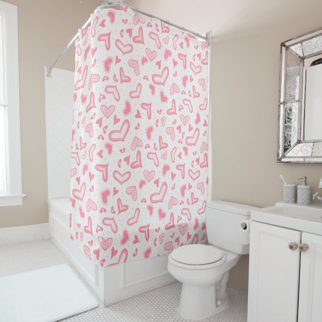 Rideaux De Douche Coeurs valentin fantaisistes (En situation)