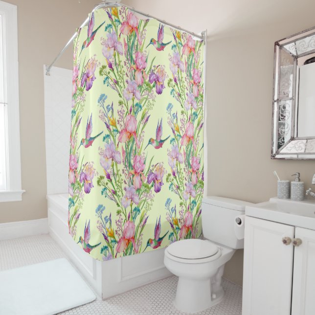 Rideaux De Douche Colibris Au Printemps (En situation)