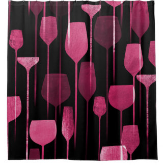 Rideaux De Douche Collage Art : Motif de boisson de fête.