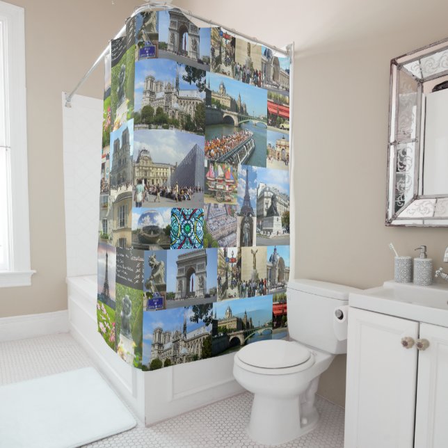 Rideaux De Douche Collage de Paris Photo (En situation)