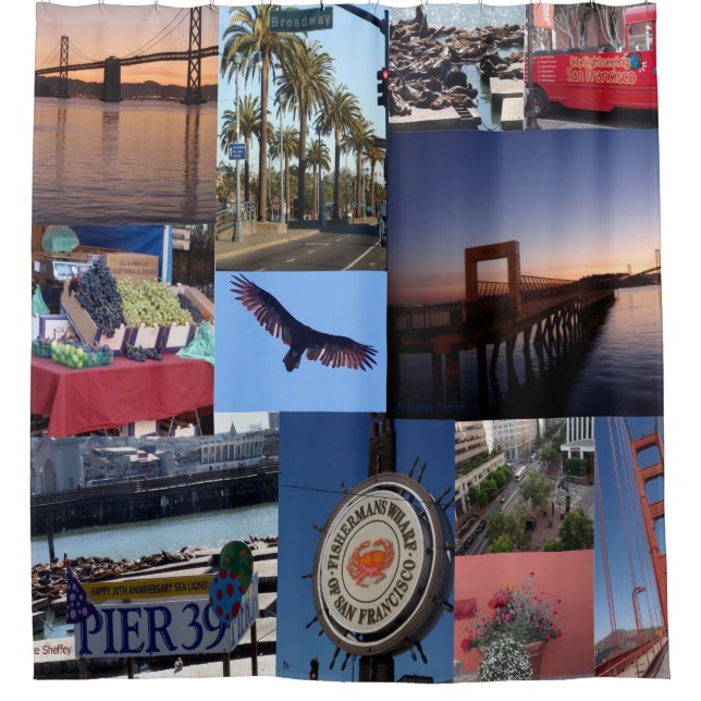 Rideaux De Douche Collage de photos de San Francisco (Devant)