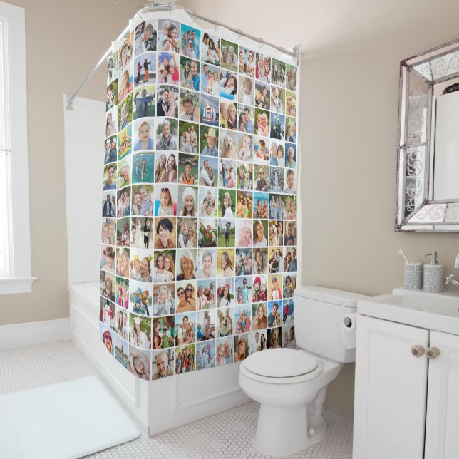 Rideaux De Douche Collage photo simple de 121 Carrés (En situation)
