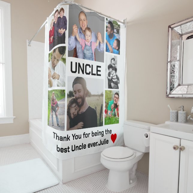 Rideaux De Douche Collage photo Uncle 8 moderne personnalisé (En situation)