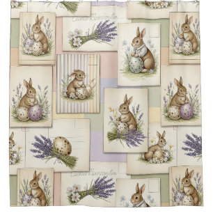 Rideaux De Douche Collage vintage du lapin de Pâques