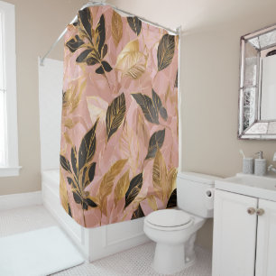 Rideaux De Douche Collection de Feuilles Boho Populaire en or rose