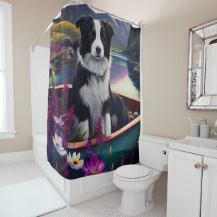 Rideaux De Douche Collie frontalier sur une pagaie : une aventure Pi