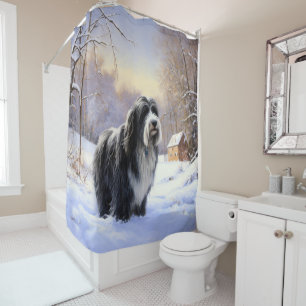 Rideaux De Douche Collie Laisser Il Neige Noël