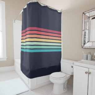 Rideaux De Douche Coloré les années 70 80s Retro Racing Stripes