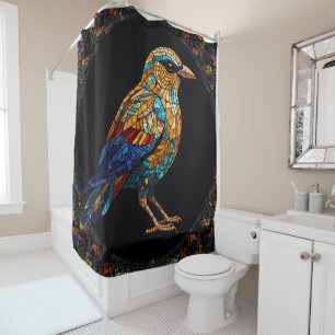 Rideaux De Douche Coloré mignon Oiseaux Vitrail Salle de bain en mos