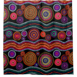 Rideaux De Douche Coloré Moderne Australien Dot Art Tribal Motif