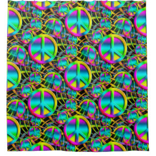 Rideaux De Douche Coloré PEACE motif sans faille + vos idées
