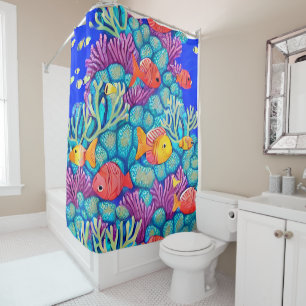 Rideaux De Douche Coloré sous-marin Coral Reef Motif sans couture