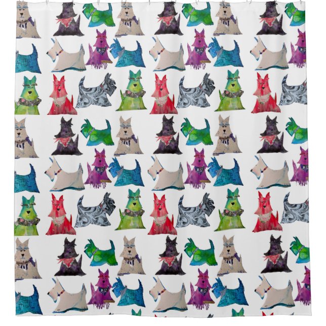 Rideaux De Douche Colorful Scotties Shower Curtain (Devant)