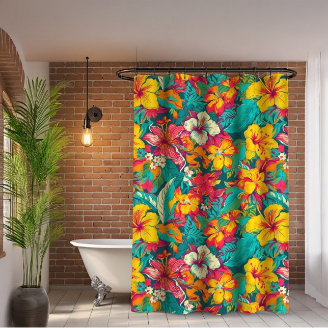 Rideaux De Douche Colorful Tropical Flowers Pattern (Créateur téléchargé)