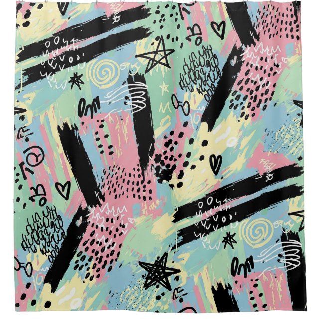 Rideaux De Douche Colorful Urban Graffiti Pattern (12) (Devant)