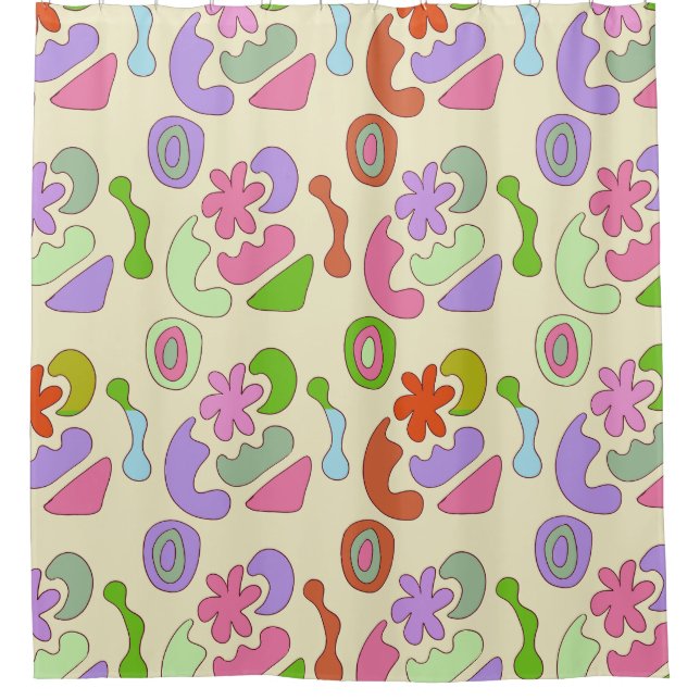 Rideaux De Douche composition des éléments de doodle pastel (Devant)