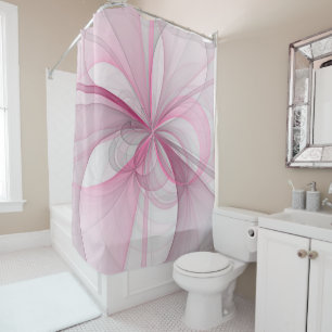Rideaux De Douche Conception Abstraite de fractal rose pâle moderne