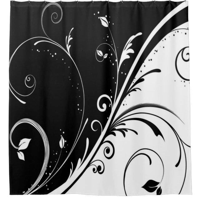 Rideaux De Douche Conception abstraite en noir et blanc (Devant)