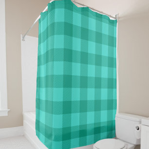 Rideaux De Douche Conception de carreaux à carreaux gingham sarcelle