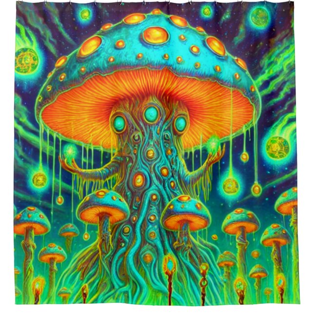 Rideaux De Douche Conception de champignons d'art (Devant)