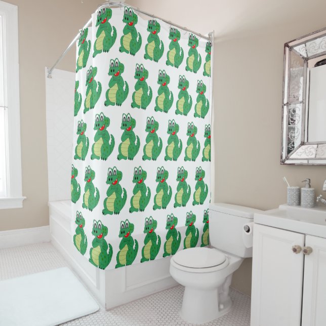 Rideaux De Douche Conception de crocodile (En situation)