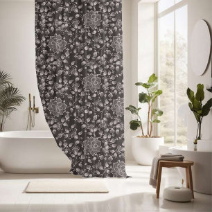 Rideaux De Douche Conception de fleurs monochromes