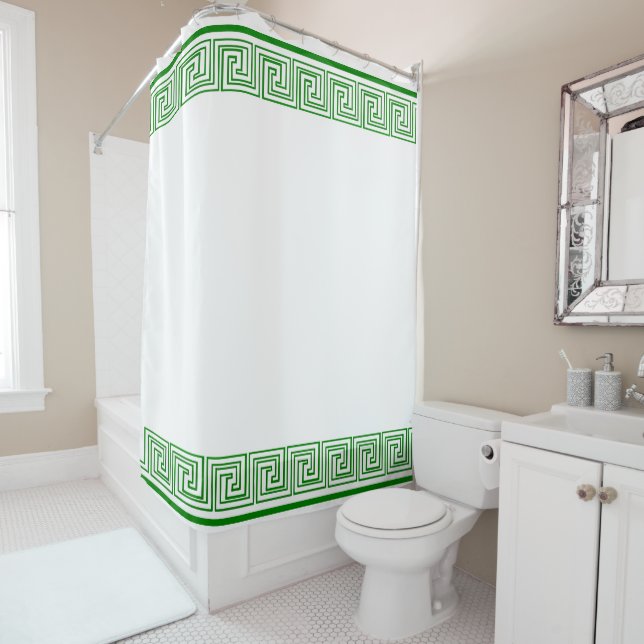 Rideaux De Douche Conception de frise grecque verte (En situation)