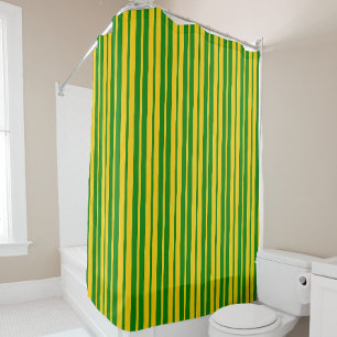 Rideaux De Douche Conception de motif rayé stylé vert jaune