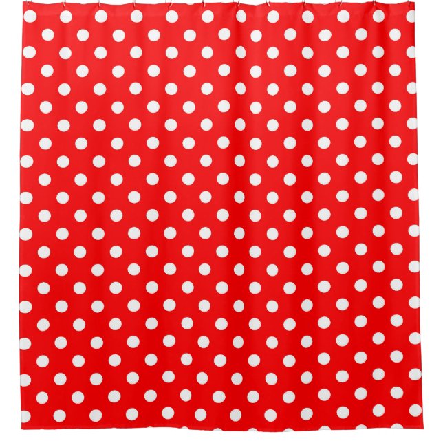 Rideaux De Douche Conception de points rouges et blancs (Devant)