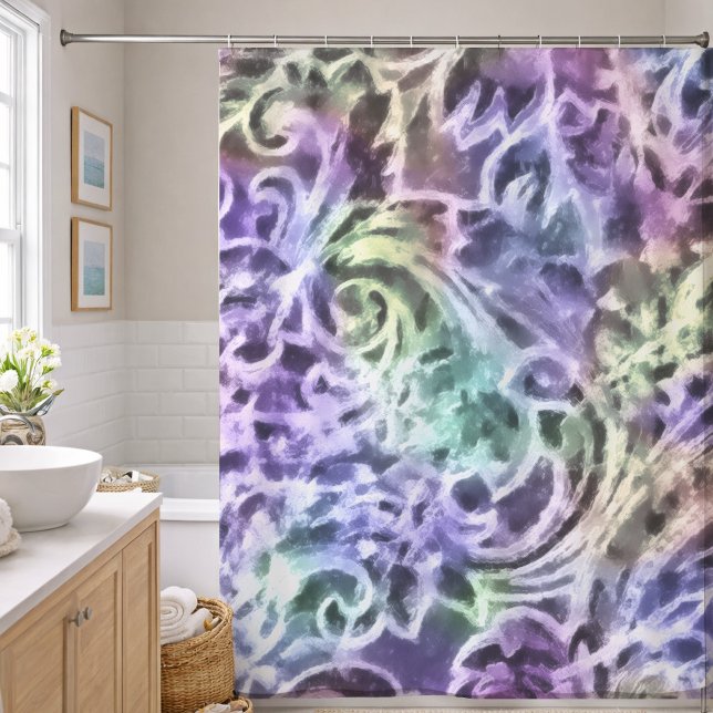 Rideaux De Douche Conception de tons violets abstraits (Créateur téléchargé)