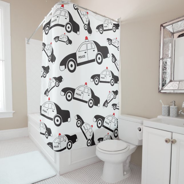 Rideaux De Douche Conception de voiture de la police de jouets (En situation)