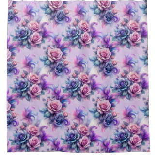 Rideaux De Douche Conception Élégante de Roses Roses, Violettes et B