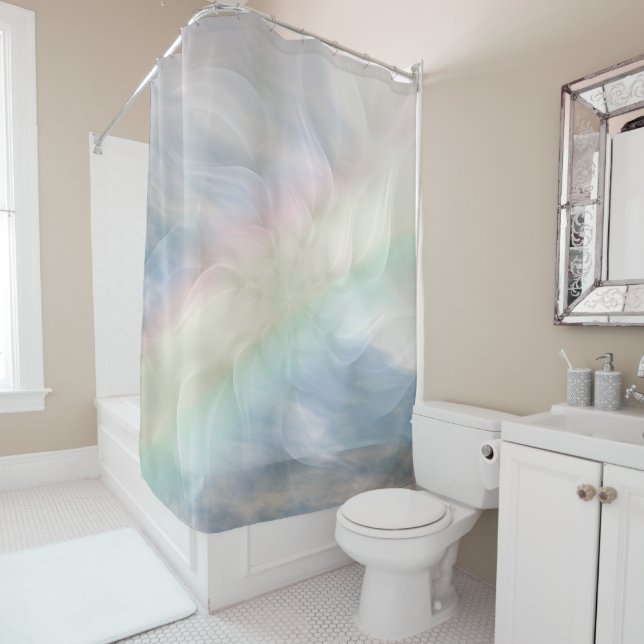 Rideaux De Douche Conception florale en pastel de mandala (En situation)