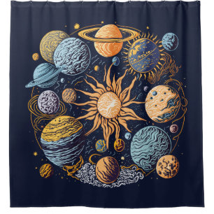 Rideaux De Douche Conception graphique du système solaire