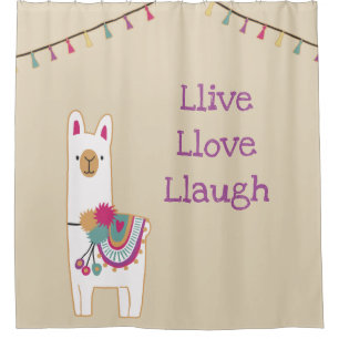 Rideaux De Douche Conception mignonne de lama avec la couleur faite