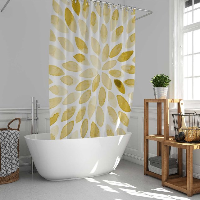 Rideaux De Douche Contours de brosse jaune aquarelle (Créateur téléchargé)