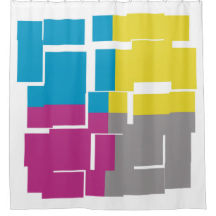 Rideaux De Douche COOL bleu violet gris jaune